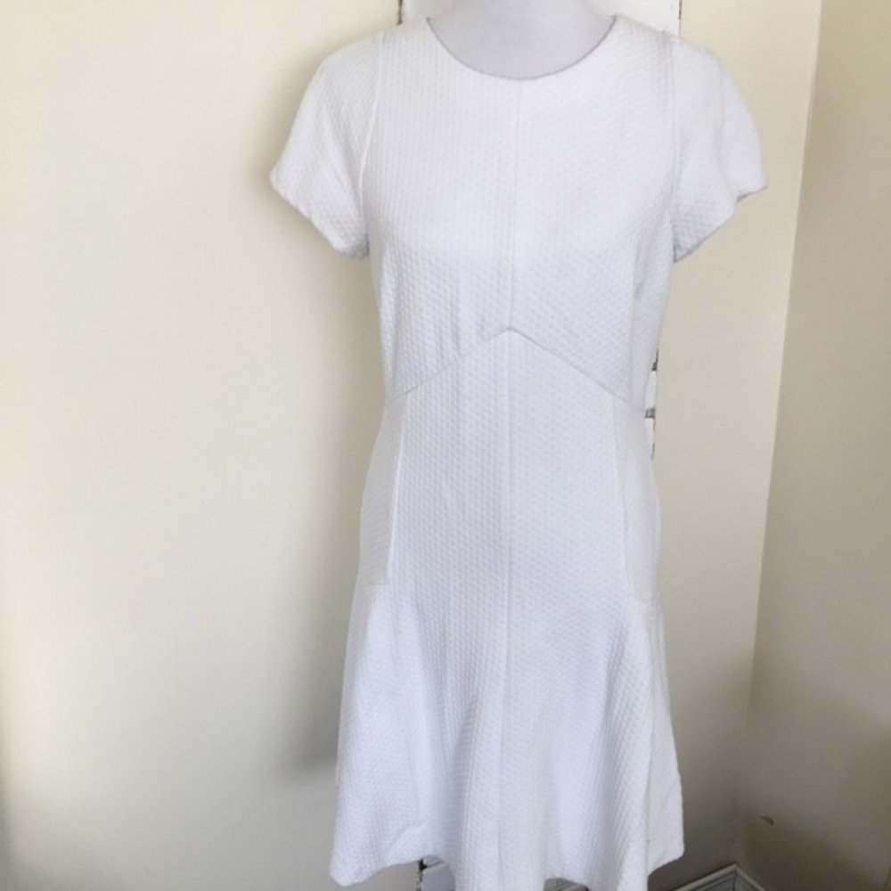 Banana Republic Ivory Textured Dress 12 Fit Flare